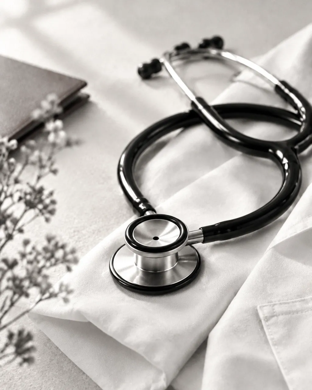 Stethoscope on a white coat